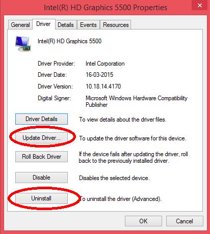 Outdated or corrupted driver version