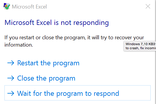 excel not responding