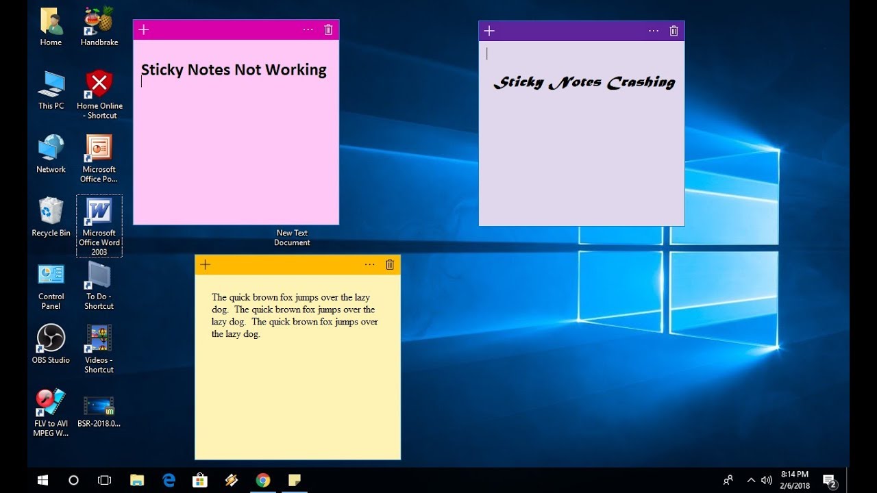 sticky notes windows 10