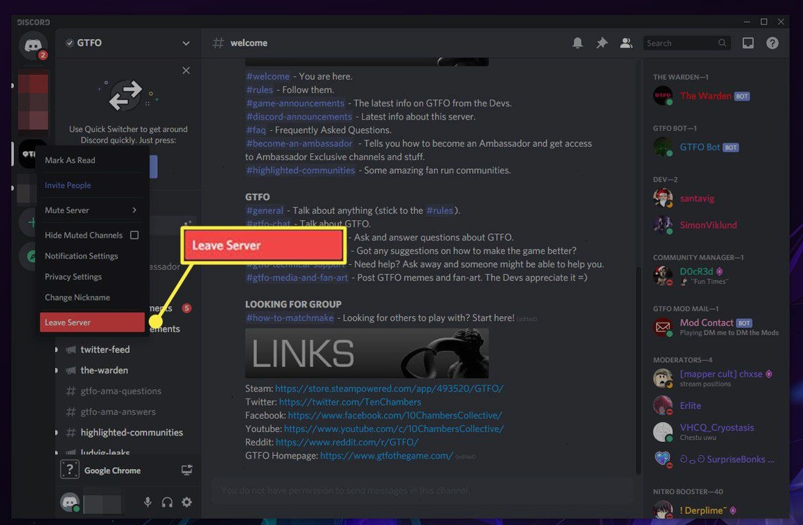 How To Leave A Discord Server